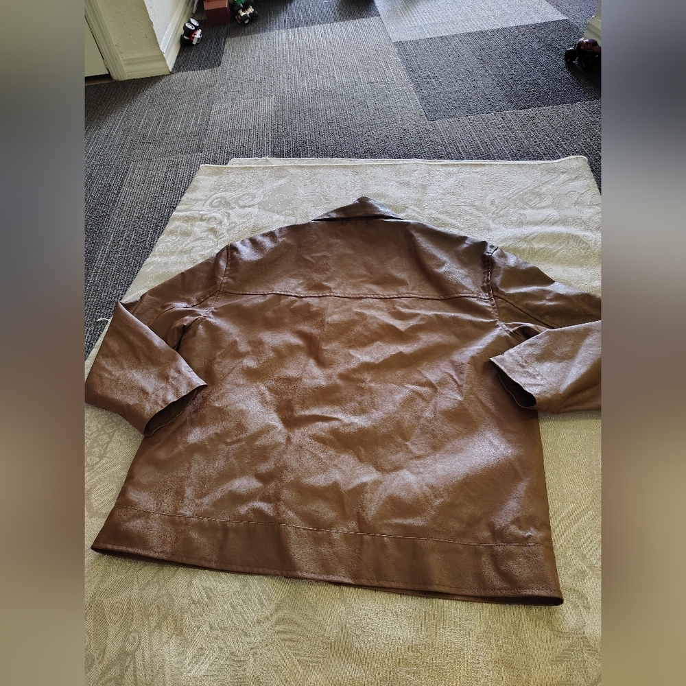 Princess Polly Brown Faux Leather Overshirt Jacket - Picture 3 of 7